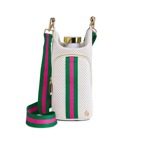WanderFull White Coated Perforated Neoprene HydroBag® with Pink/Green Stripe - Picture 1 of 5